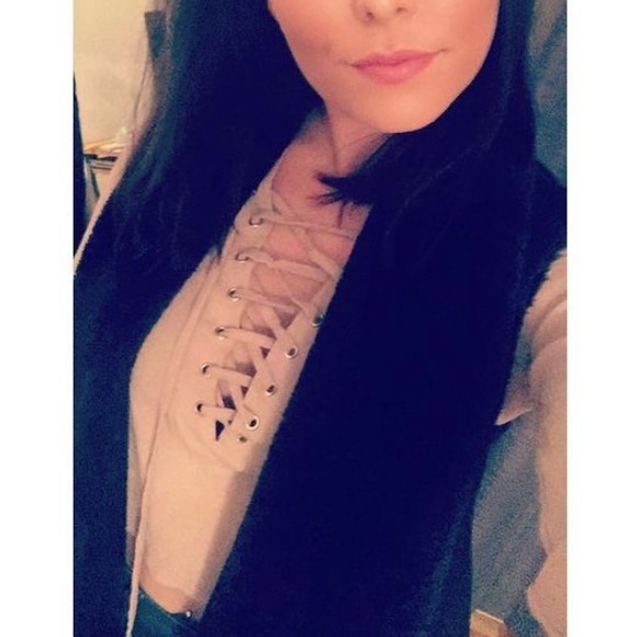 FOREVER 21 Contemporary Lace-up Blouse - Picture 1 of 4